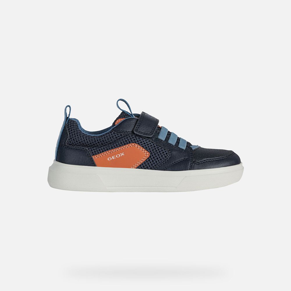 Tenis Geox Menino Azul Marinho/Laranja - Nettuno - IBPEK1459